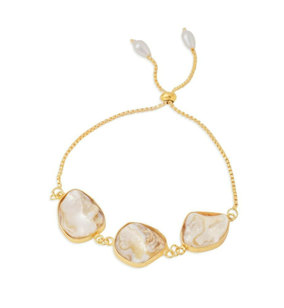 NVR Women's Pearls Gold Toned Bracelet | Grocsy