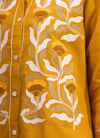 Joban Fashion Mustard Cotton, Linen Embroidered Readymade Cord Set | Grocsy