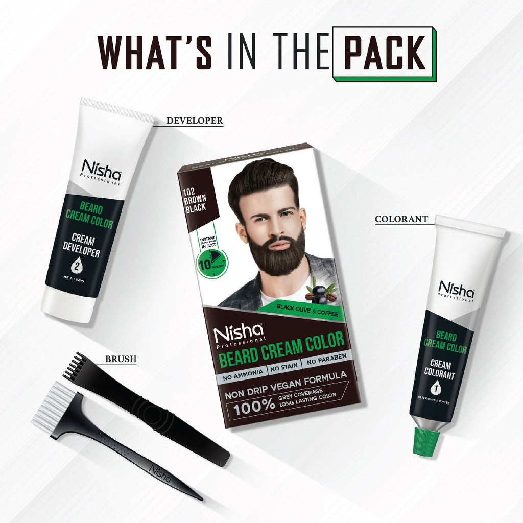 Nisha Beard Colour for Men - Black Brown | Grocsy