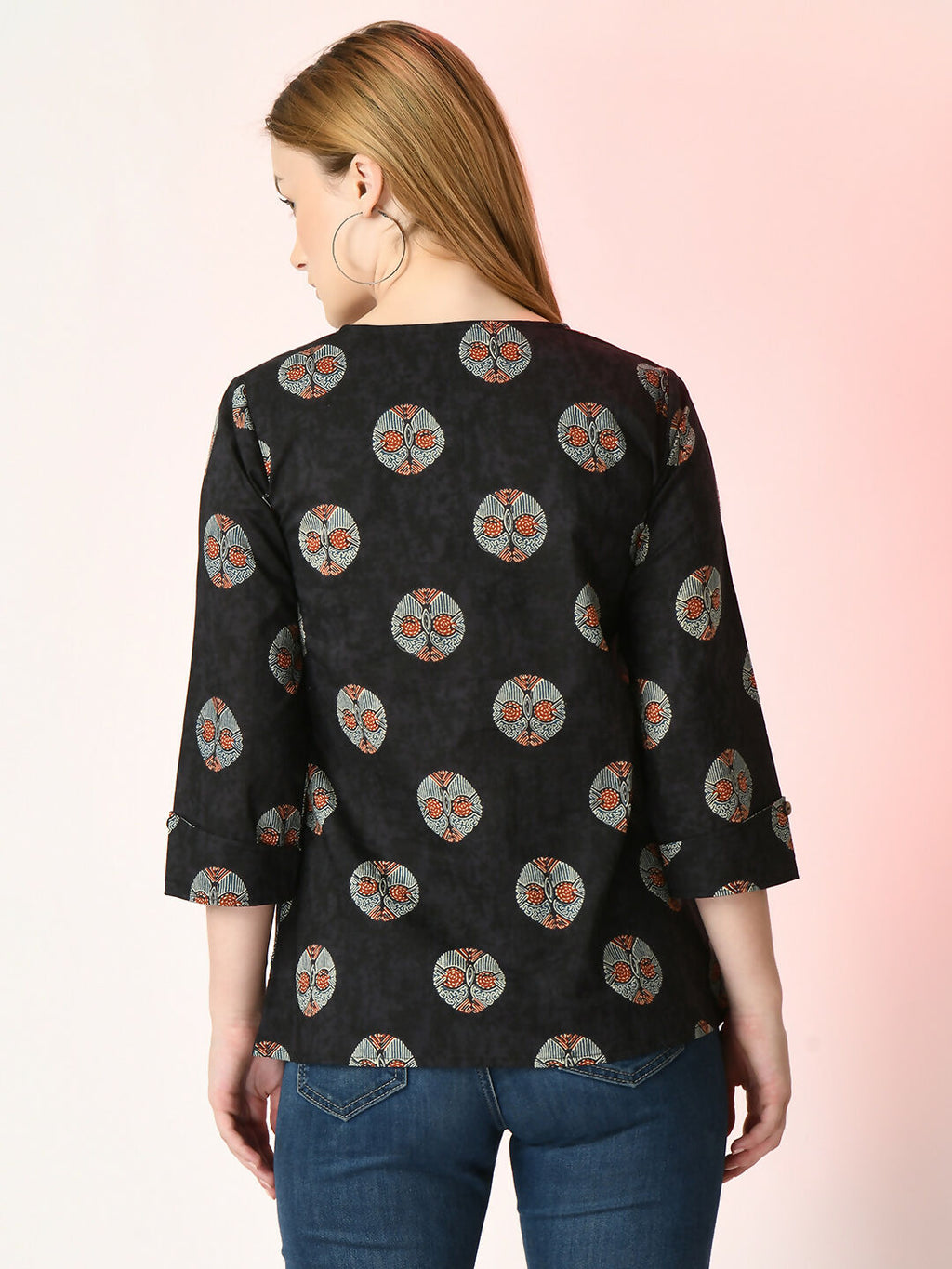 Myshka Women's Black Printed Top | Grocsy