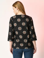 Myshka Women's Black Printed Top | Grocsy