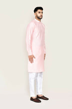 Joban Fashion Pink Colored Jacquard Silk Fabric Kurta With Straight Fit Pant | Grocsy