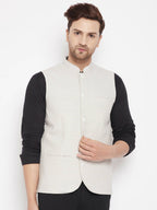 Even Apparels Cream Merino Men Woven Nehru Jacket BF504 | Grocsy