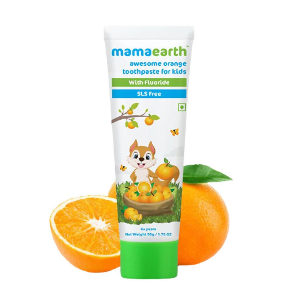 Mamaearth Awesome Orange Baby Toothpaste Cleanses Teeth, Provides Healthy Teeth & Gums | Grocsy