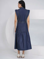 Joban Fashion Blue Denim Midi Dress | Grocsy