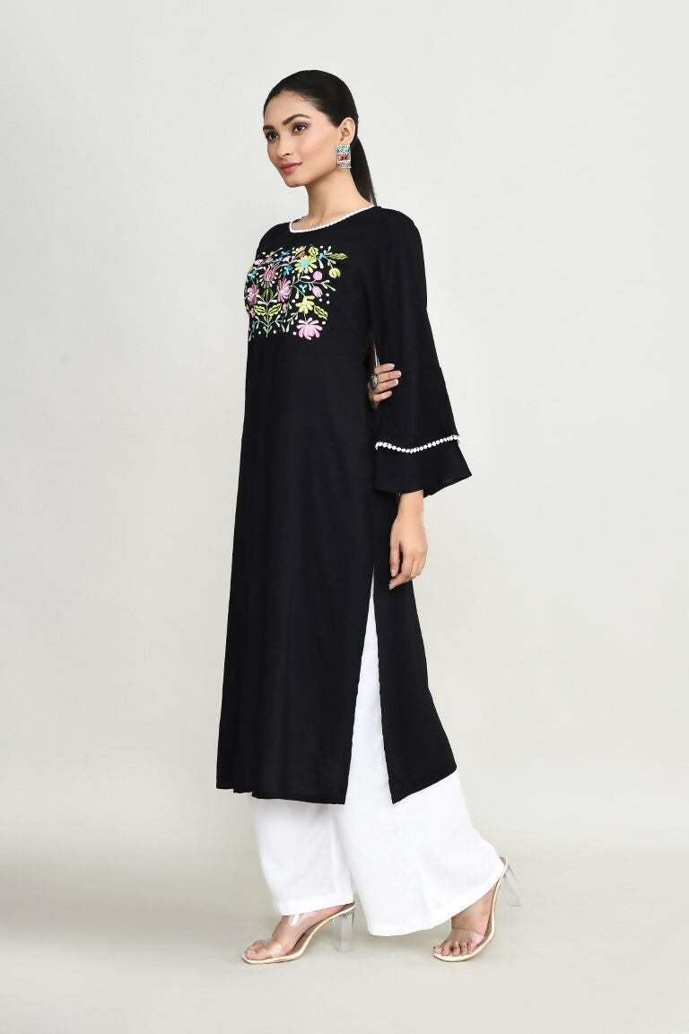 Joban Fashion Black Rayon Kurta Set | Grocsy
