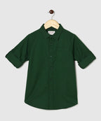 Manet Boys Full Sleeves Solid Shirt - Green | Grocsy