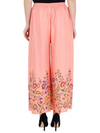Mominos Fashion Peach Floral Design Palazzo | Grocsy
