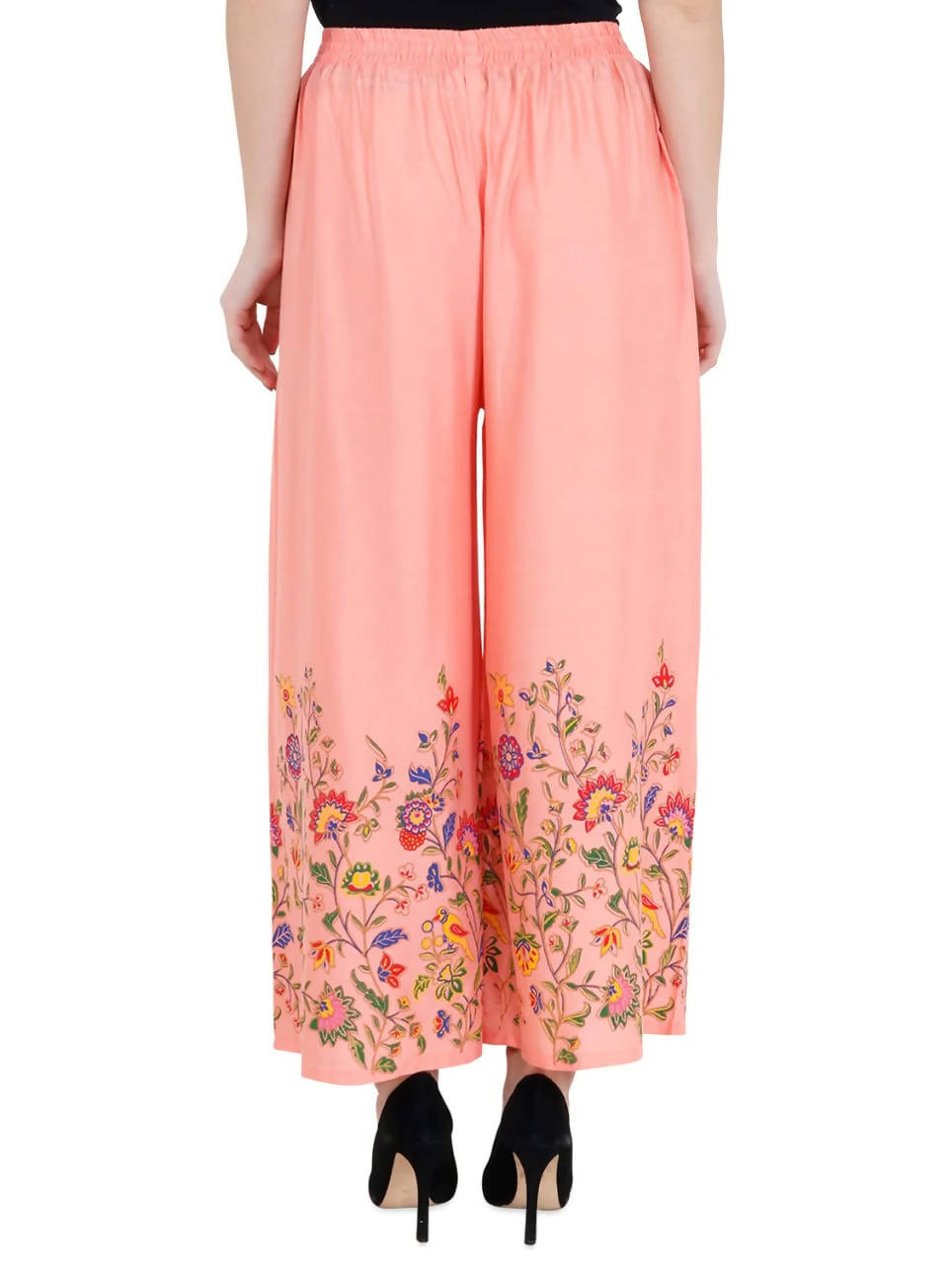 Mominos Fashion Peach Floral Design Palazzo | Grocsy