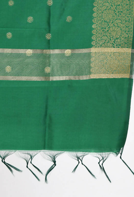 Mominos Fashion Moeza Women's Banarsi Silk Woven Design Green Dupatta | Grocsy