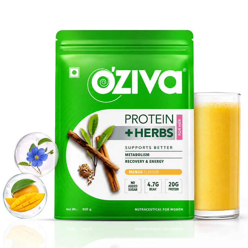 OZiva Protein & Herbs for Women - Protein Powder to Reduce Body Fat, Manage Weight & Metabolism, No Added Sugar | Grocsy