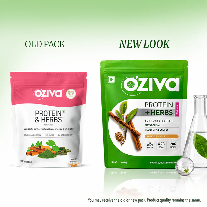 OZiva Protein & Herbs for Women - Protein Powder to Reduce Body Fat, Manage Weight & Metabolism, No Added Sugar | Grocsy