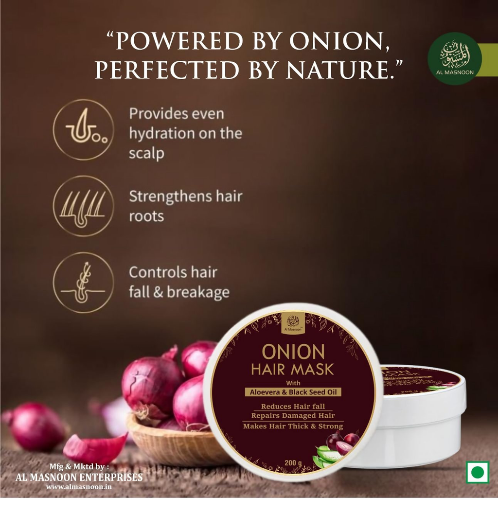 Al Masnoon Onion Hair Mask with Aloe Vera & Black Seed Oil | Grocsy