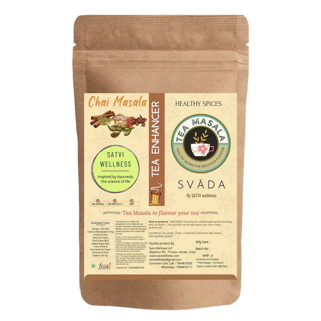 Satvi Wellness Tea masala | Indian Chai Masala | Tea Enhancer | Ginger tea mix | Grocsy