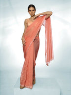 Orange Organza Swarovski Designer Saree - Shezlin | Grocsy