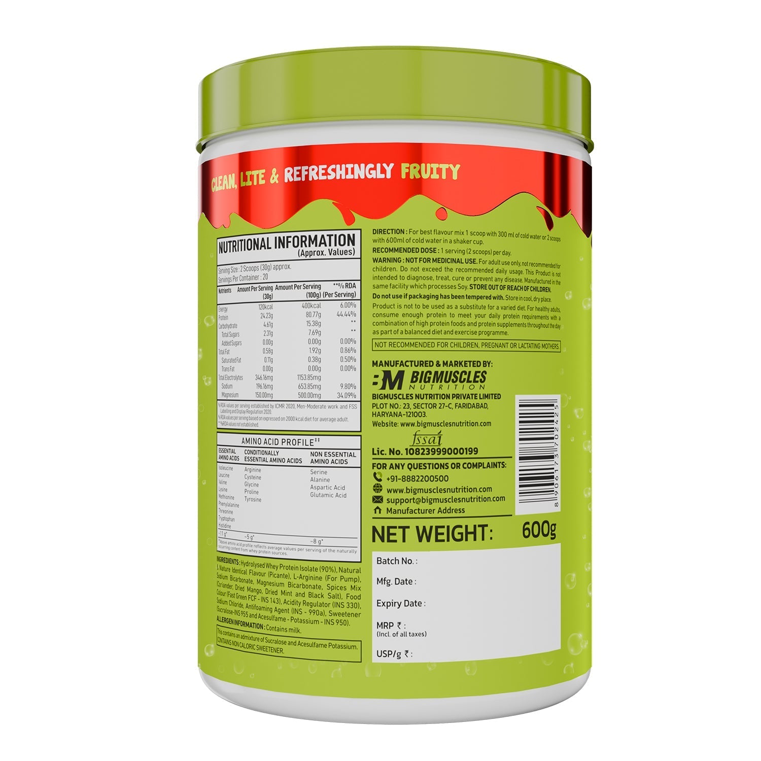 Big Muscles Nutrition Fizzy Whey & Shaker Combo | Grocsy