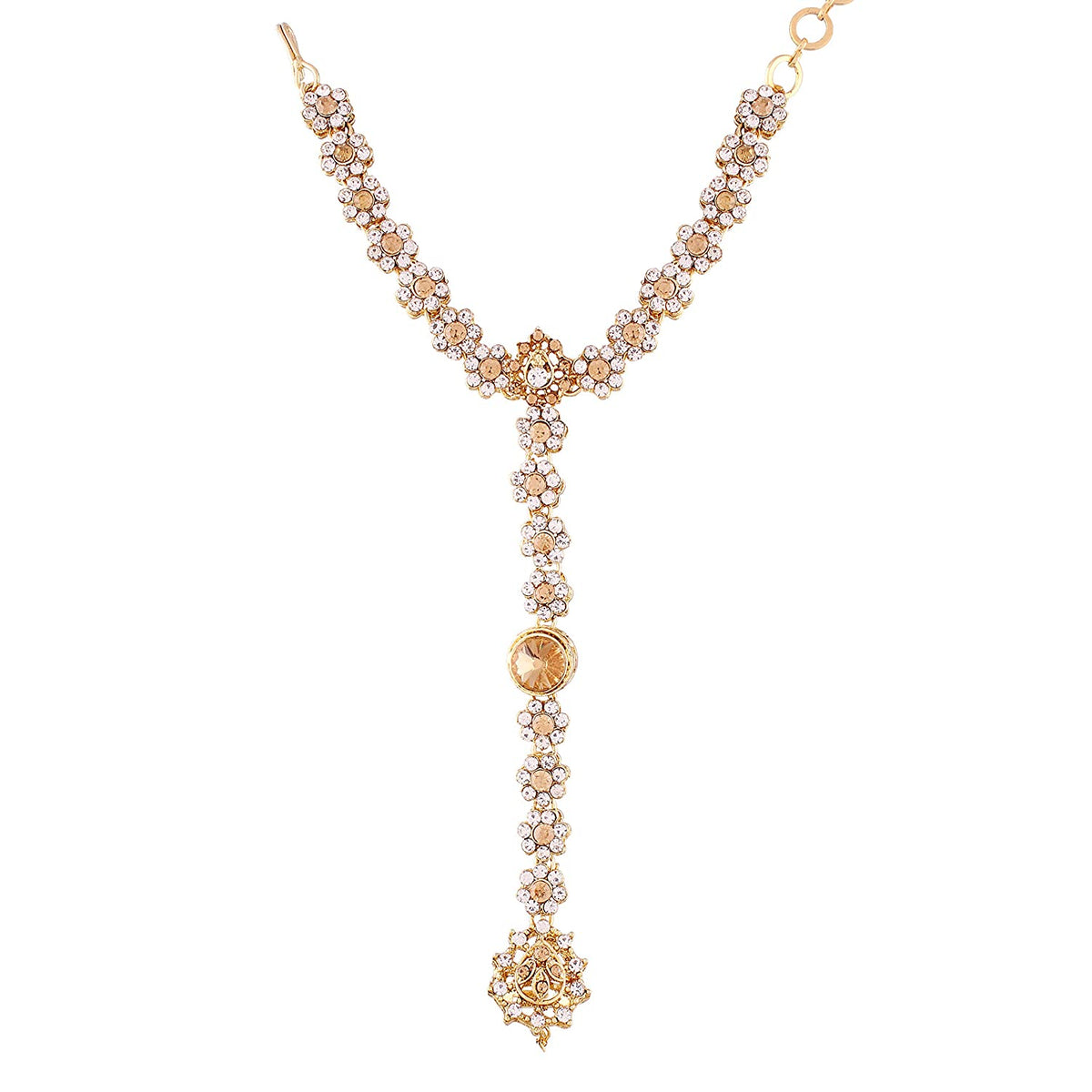 kundan and Pearl Bracelet with Pearl Chain Ring handchain Hath phool for Women - Wahe Jewels - Swadesiicart