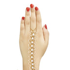 Traditional Gold-Polished Embellish With Kundan & Pearl Adjustable Haath Phool/Panja Bracelet for Women - Wahe Jewels - Swadesiicart