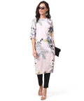 Vamika Cream French Crepe Printed Party Wear/Casual Wear Kurti | Grocsy