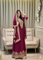 Teeya Creation Rani Color Faux Georgette Embroidery Work Long Party Wear Gown | Grocsy