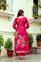 The52 Women Gorgeous Chanderi Cotton Fabric Straight Kurta, Pant and Dupatta Set | Grocsy