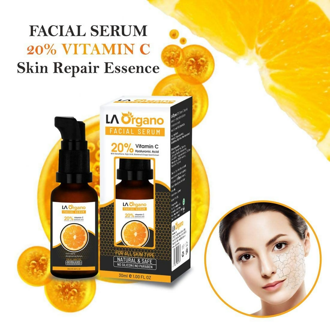 LA Organo Vitamin C Serum & Papaya Skin Whitening Cream Combo | Grocsy