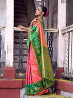 Shree Shyam Fashion Peach Soft Silk Saree | Grocsy