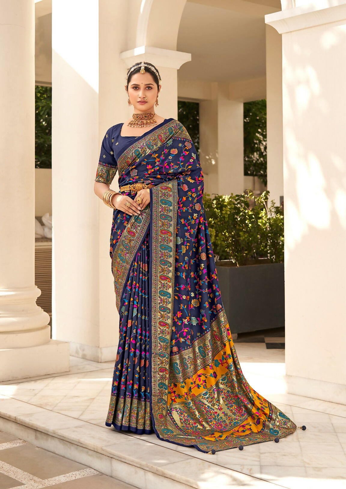 Joban Fashion Faux Chiffon Light Weight Saree Blue Colored With Zari Border Saree | Grocsy