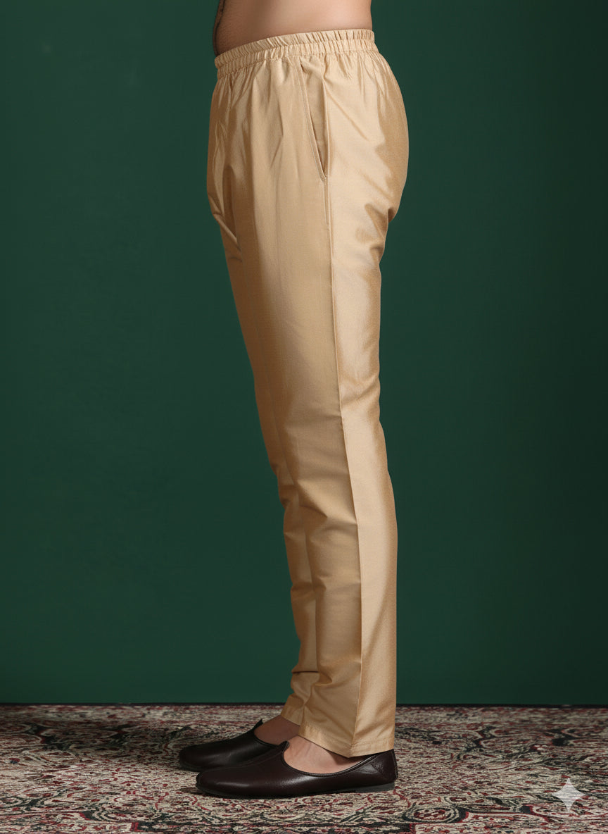 Zavaya Beige Plain Cotton Pyjama | Grocsy