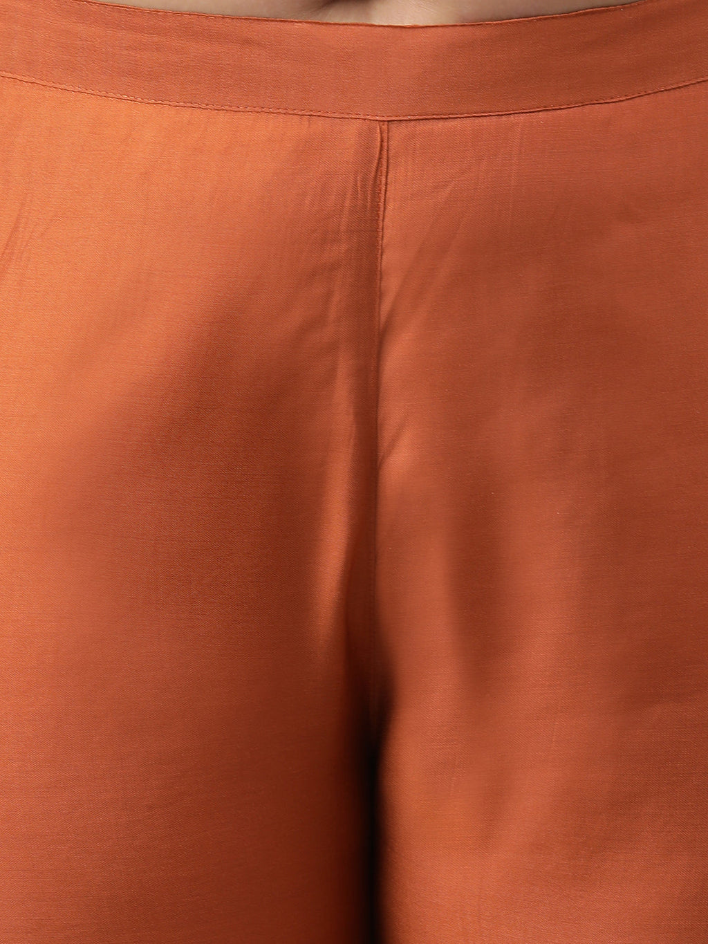 Janasya XL LOVE by Janasya Women's Plus Size Rust Orange Poly Silk Kurta With Pant | Grocsy