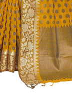 Pisara Women's Mustard Chanderi Cotton Silk Saree With Blouse Piece | Grocsy