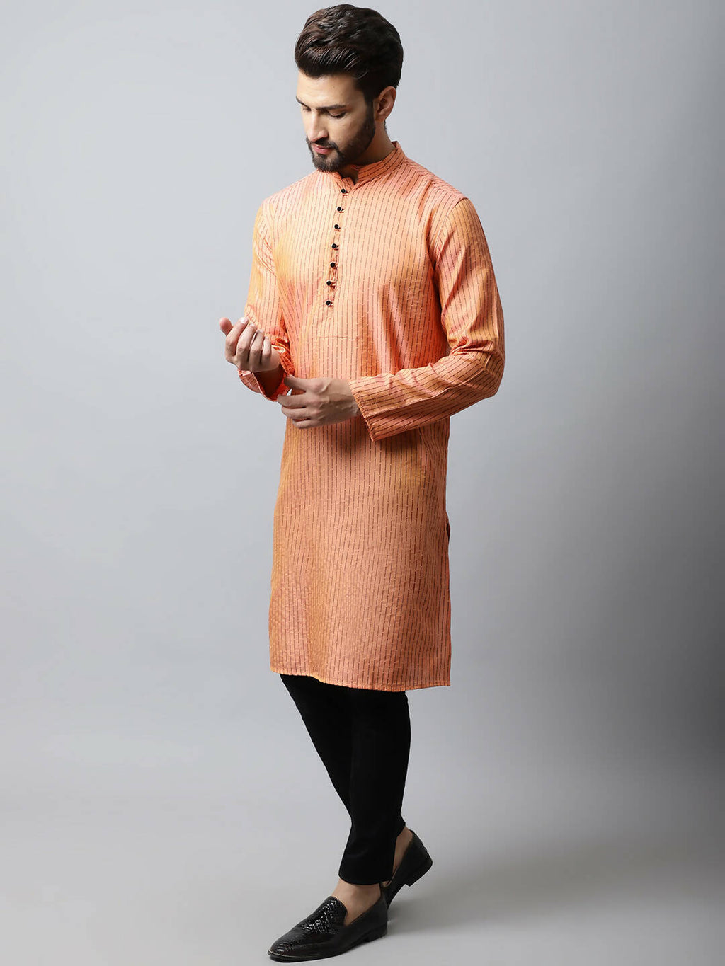 Even Apparels Red Color Pure Cotton Men's Kurta With Side Placket (STR1199) | Grocsy