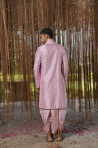 Lavender Kanjivaram Machien Embroidered Pattu Set by Hilo Design | Grocsy
