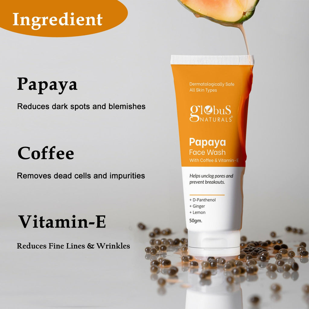 Globus Naturals Papaya Face Wash with Coffee & Vitamin-E | Grocsy