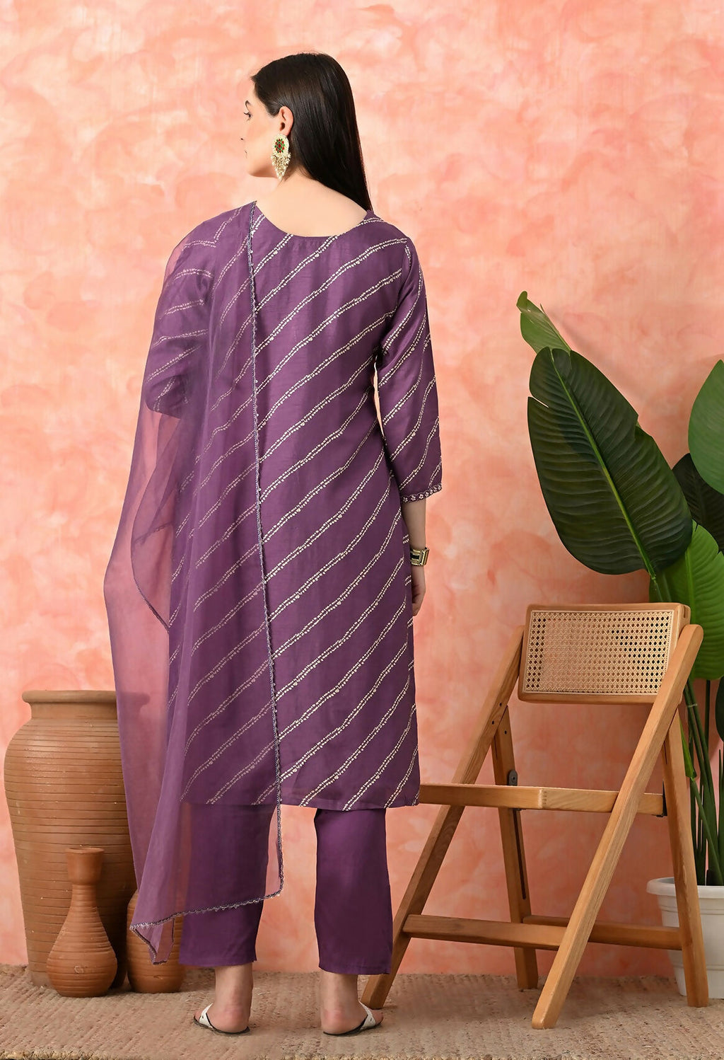 Joban Fashion Mauve Premium Pure Viscose Print Dola With Handwork Kurta Set | Grocsy