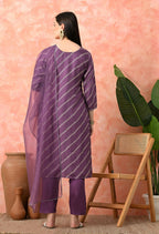 Joban Fashion Mauve Premium Pure Viscose Print Dola With Handwork Kurta Set | Grocsy