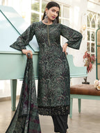 Jyoti Fashion Women's Green Velvet Digital Print with Resham Thread work Kurta with Trouser & Dupatta | Grocsy