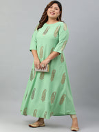 Janasya Women's Light Green Poly Crepe Foil Print Casual A-line kurta | Grocsy