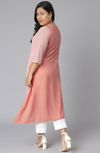 Janasya Women's Pink Poly Crepe Floral Print Casual High Low Kurta | Grocsy