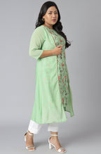 Janasya Women's Green Poly Crepe Floral Print Casual A-line Kurta | Grocsy