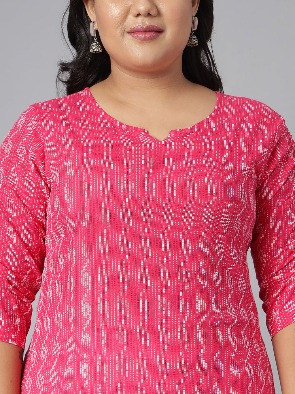 Janasya Women's Pink Cotton Woven Design Casual Straight Kurta | Grocsy