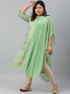 Janasya Women's Light Green Poly Crepe Foil Print Casual Straight kurta | Grocsy