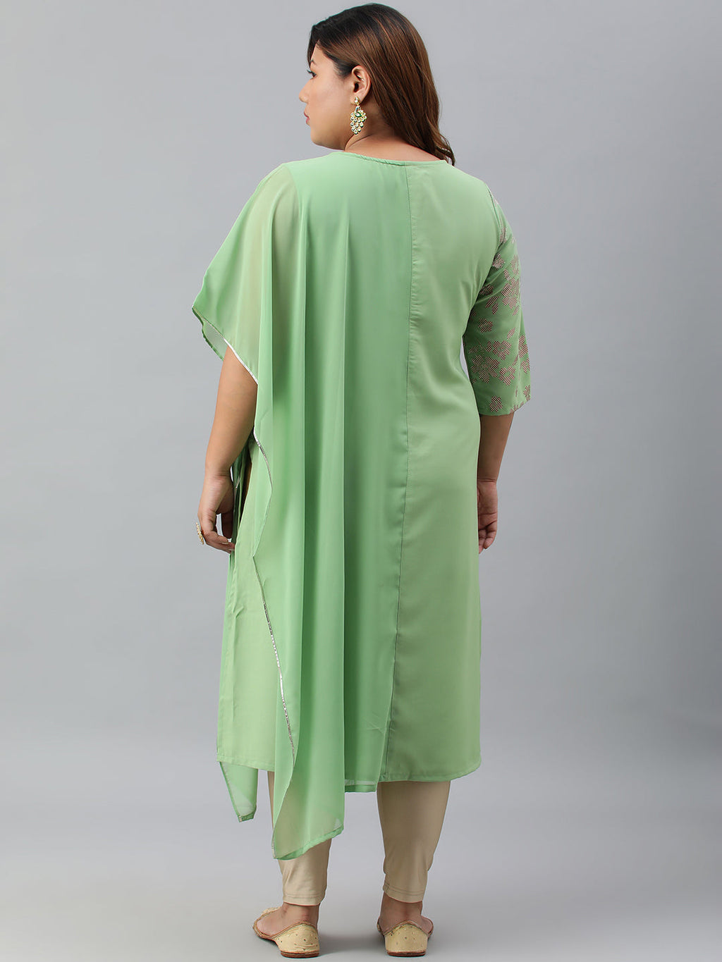 Janasya Women's Light Green Poly Crepe Foil Print Casual Straight kurta | Grocsy
