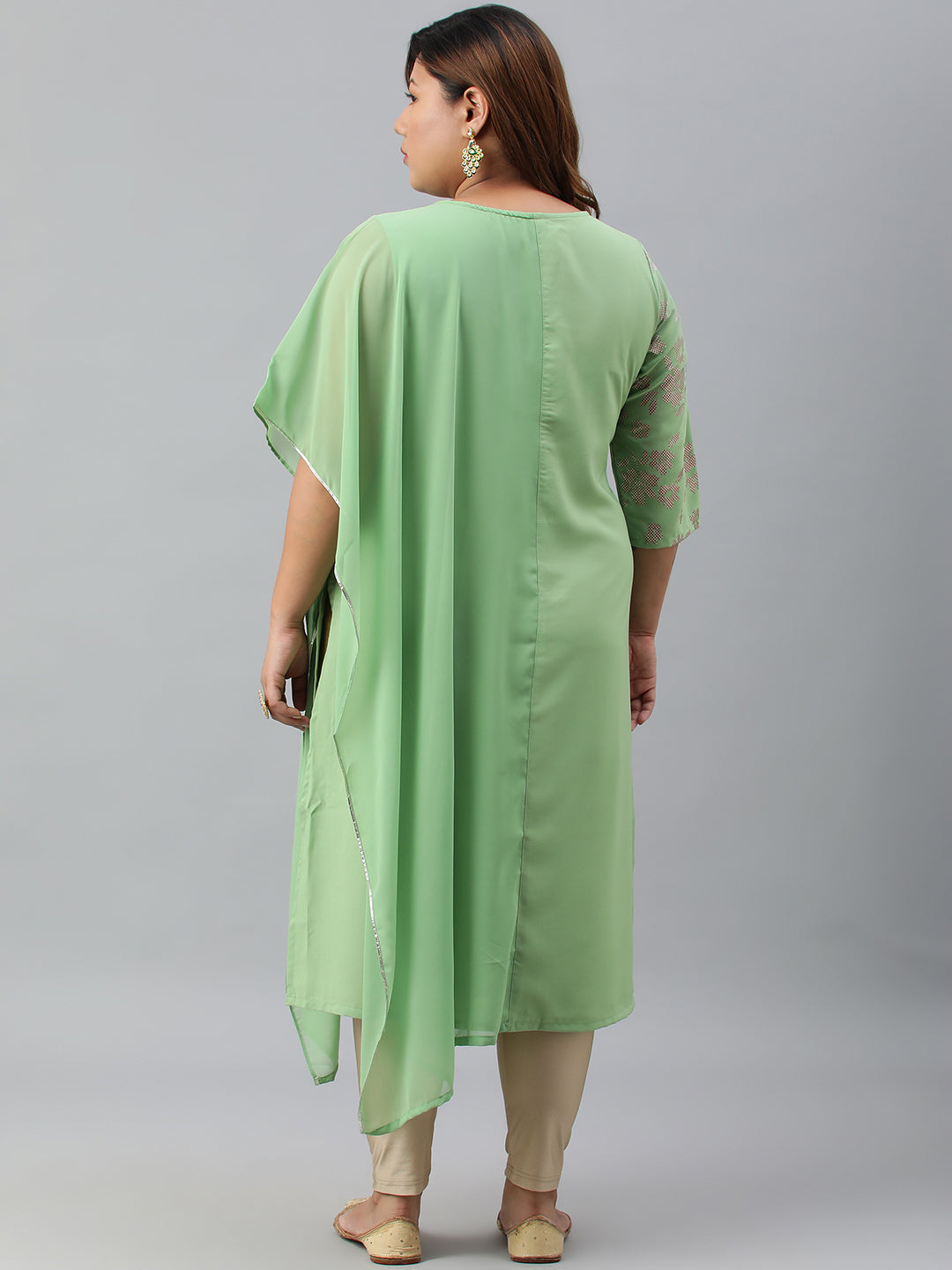 Janasya Women's Light Green Poly Crepe Foil Print Casual Straight kurta | Grocsy