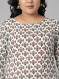 Janasya Women's White Cotton Floral Print Casual Straight Kurta | Grocsy