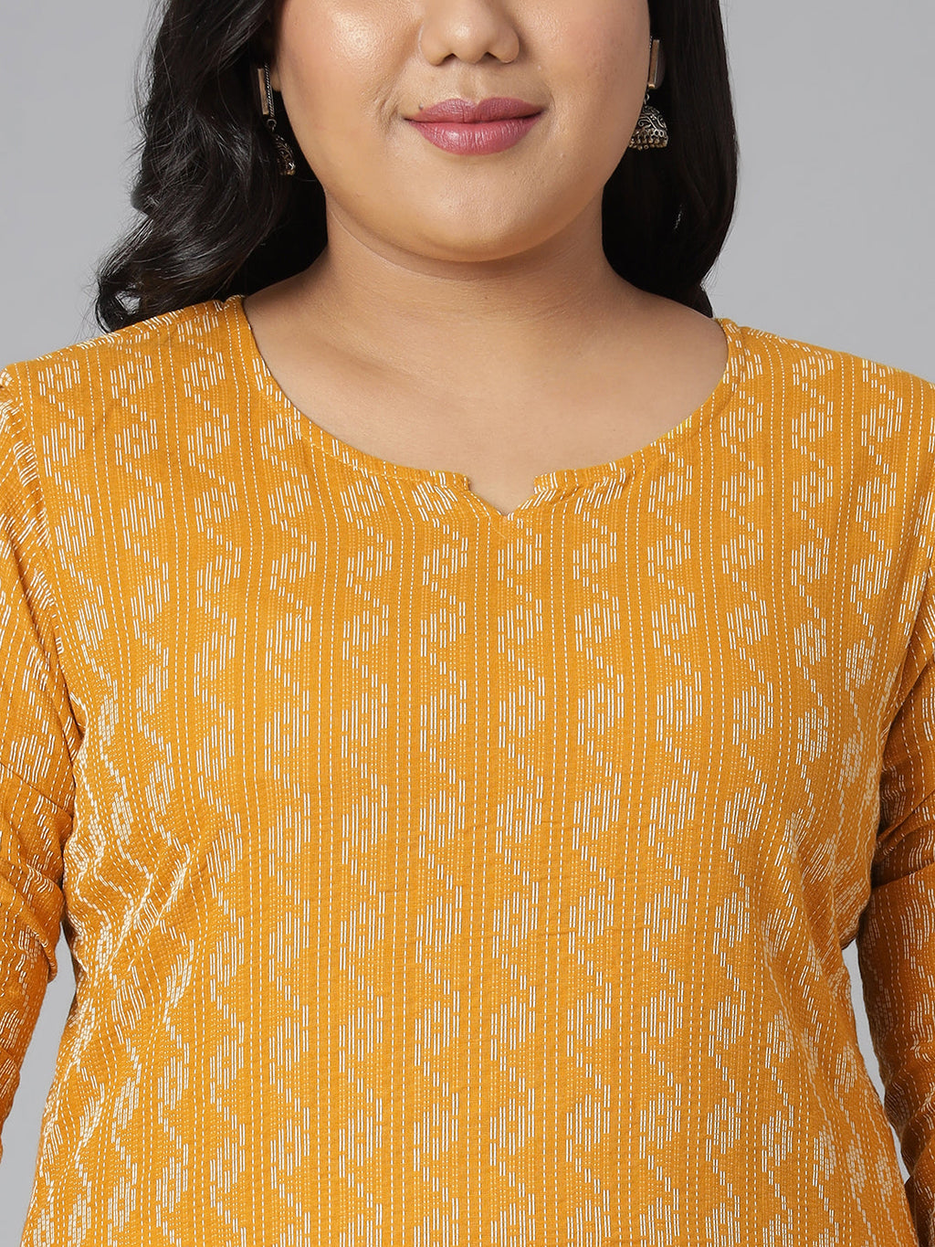 Janasya Women's Yellow Cotton Woven Design Casual Straight Kurta | Grocsy