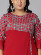 Janasya Women's Maroon Poly Crepe Ethnic Motifs Casual A-line Kurta | Grocsy
