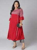 Janasya Women's Maroon Poly Crepe Ethnic Motifs Casual A-line Kurta | Grocsy