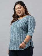 Janasya Women's Grey Cotton Floral Print Casual Regular Top | Grocsy