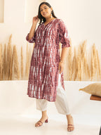 Janasya Light Brown Cotton Tie-dye Printed kurta | Grocsy